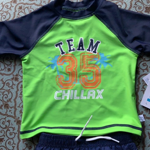 Flapdoodles Rash Guard (UPF 50+) and swim trunks - Picture 3 of 6